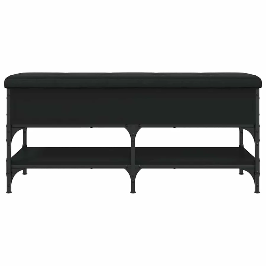 Banc à chaussures noir 102x42x45 cm bois d'ingénierie - 7