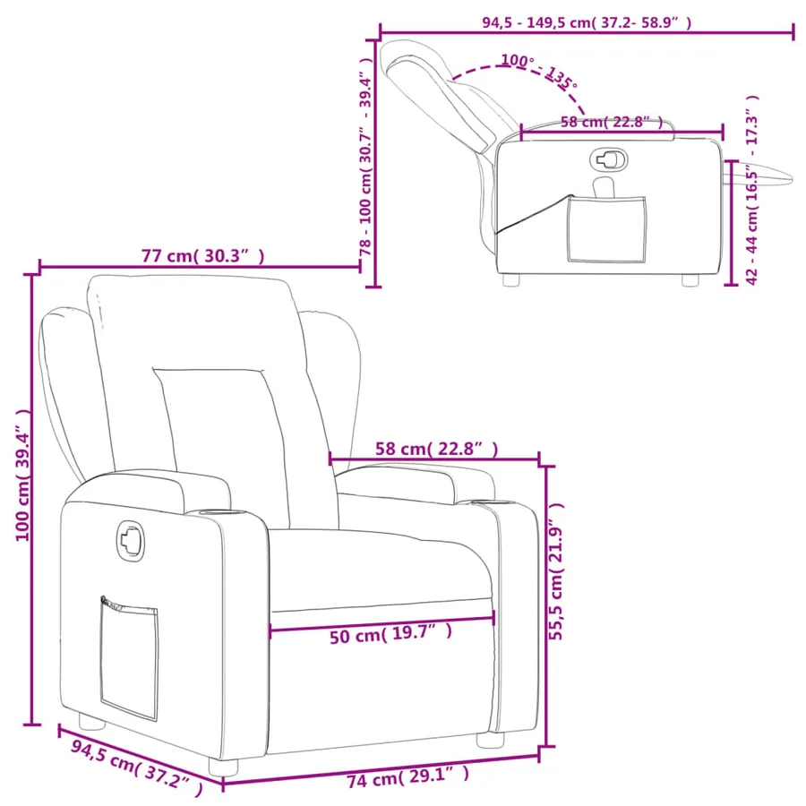 Fauteuil inclinable Rouge Similicuir - 11