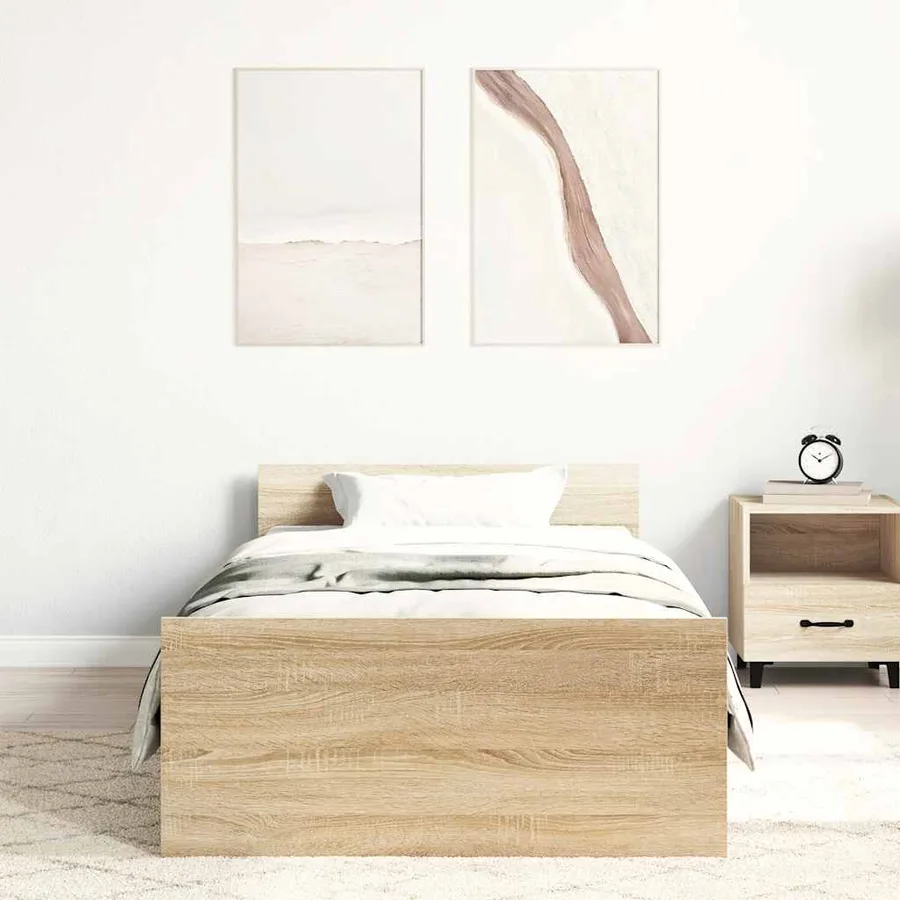 Cadre de lit sans matelas chêne sonoma 100x200 cm - 3