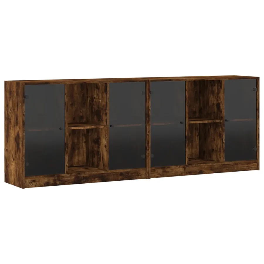 Bibliothèque avec portes chêne fumé 204x37x75 cm - 2
