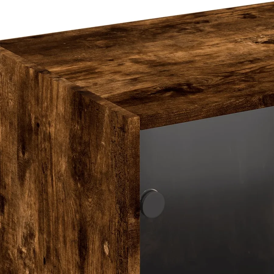 Bibliothèque avec portes chêne fumé 204x37x75 cm - 9