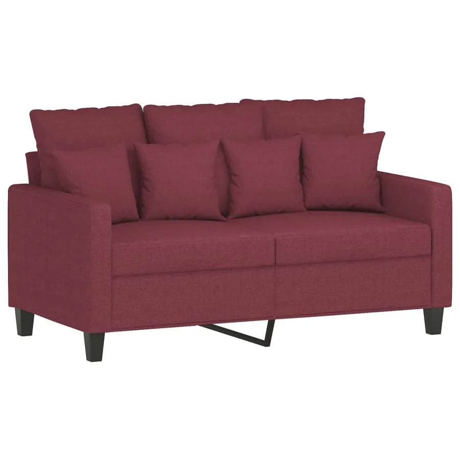 Ensemble de canapés 2 pcs avec coussins Rouge bordeaux Tissu - 3