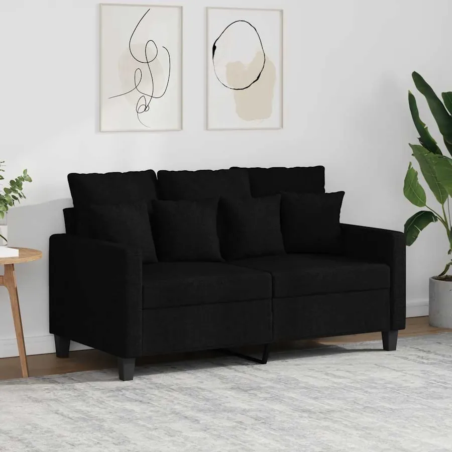 Canapé à 2 places Noir 120 cm Tissu