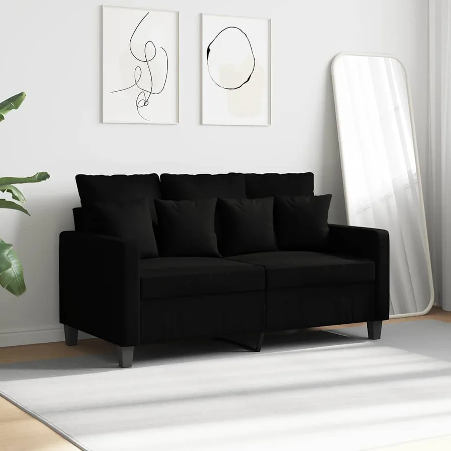 Canapé à 2 places Noir 120 cm Tissu - 3