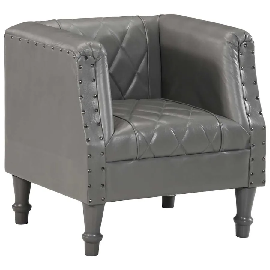 Chaise cabriolet Gris Cuir véritable de chèvre