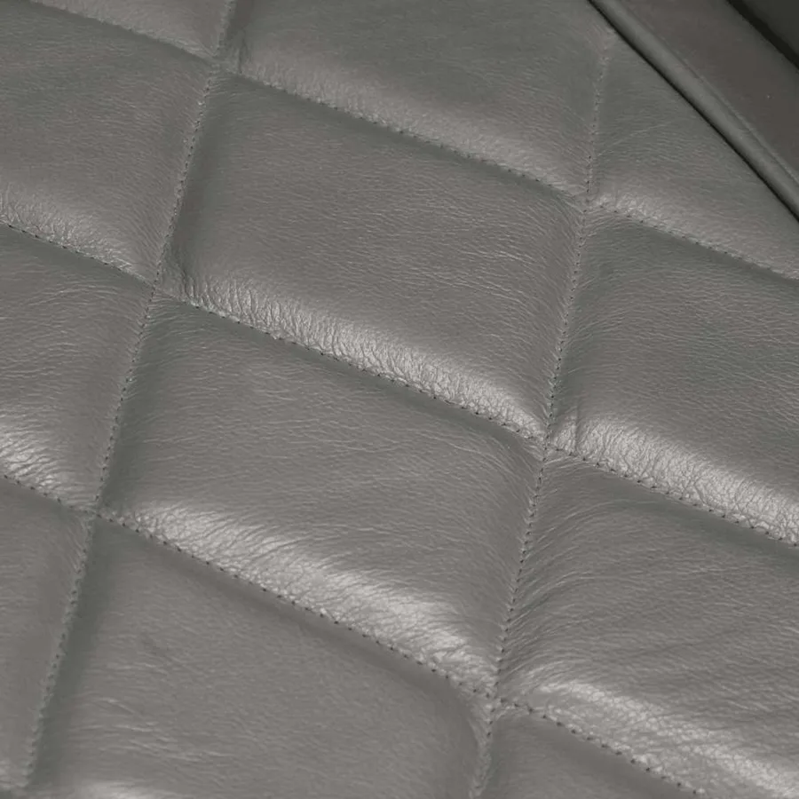 Chaise cabriolet Gris Cuir véritable de chèvre - 6