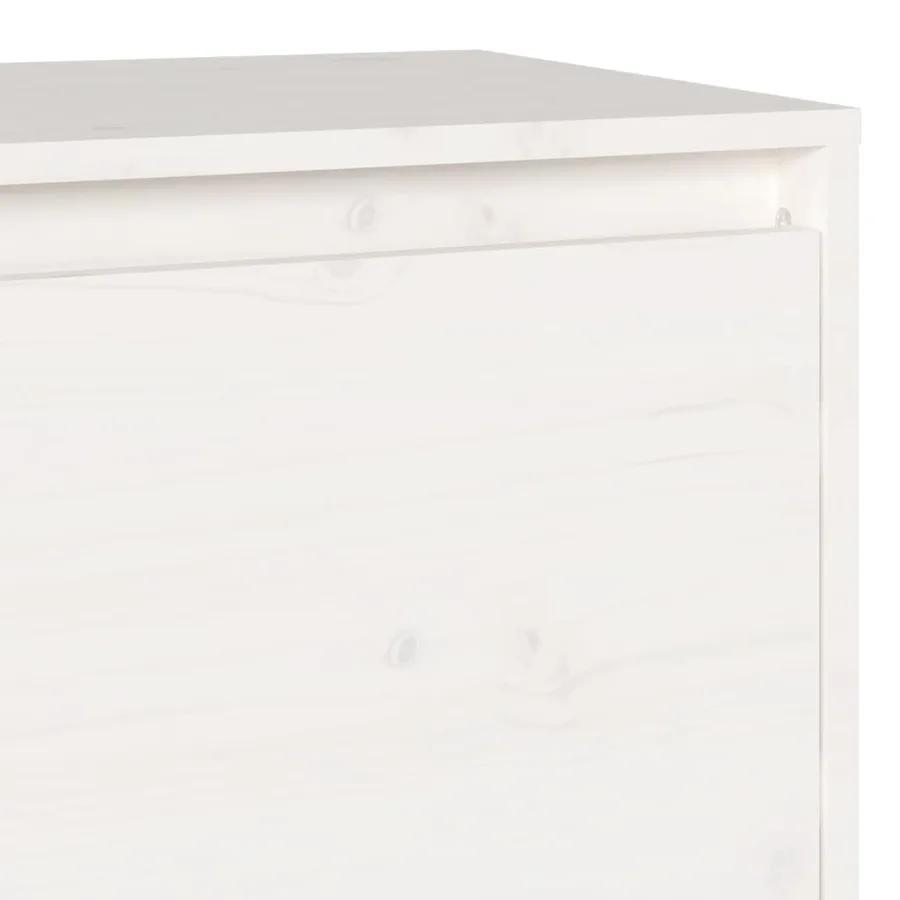 Meuble TV Blanc 140x35x40 cm Bois de pin massif - 8