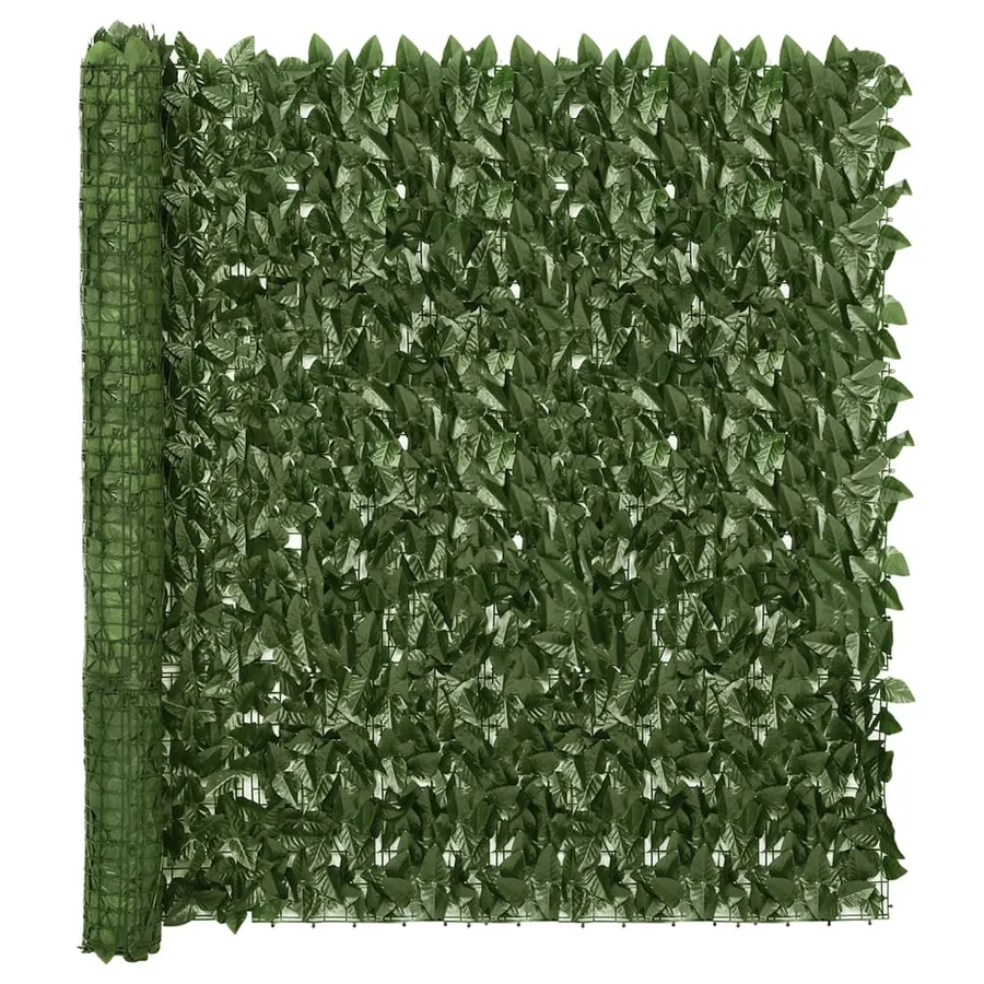 Brise-vue de balcon avec feuilles vert foncé 300x150 cm - 2