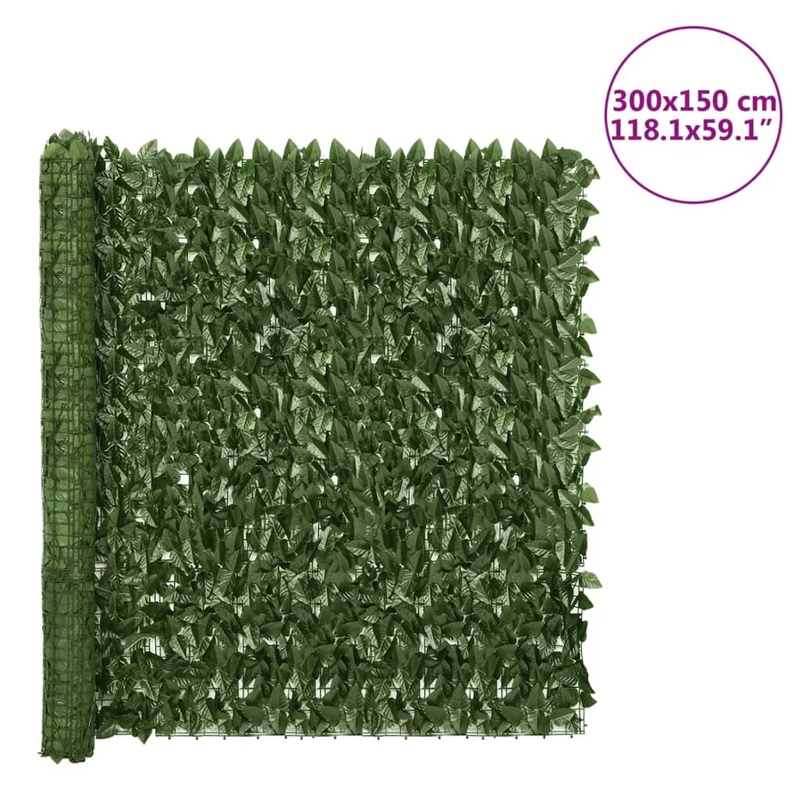 Brise-vue de balcon avec feuilles vert foncé 300x150 cm - 6