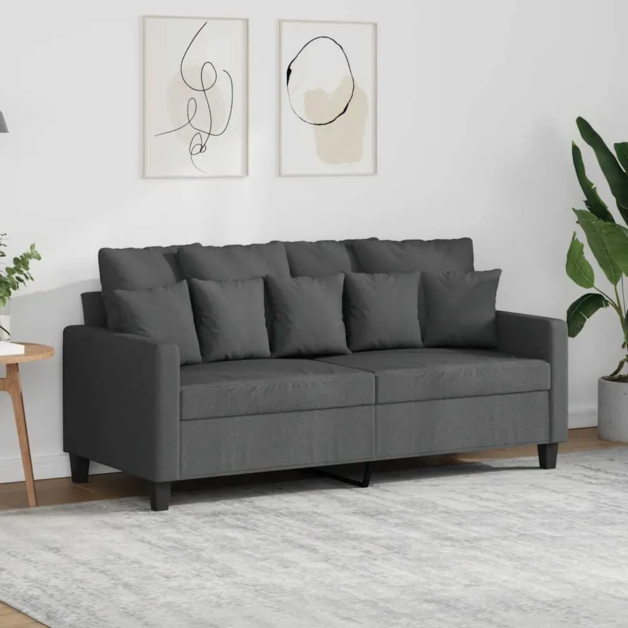 Canapé à 2 places Gris foncé 140 cm Tissu