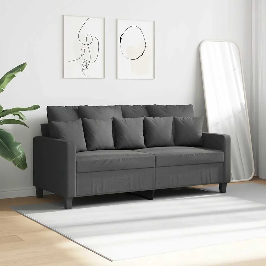 Canapé à 2 places Gris foncé 140 cm Tissu - 3