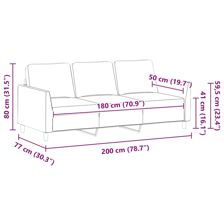 Canapé à 3 places Crème 180 cm Similicuir - 9