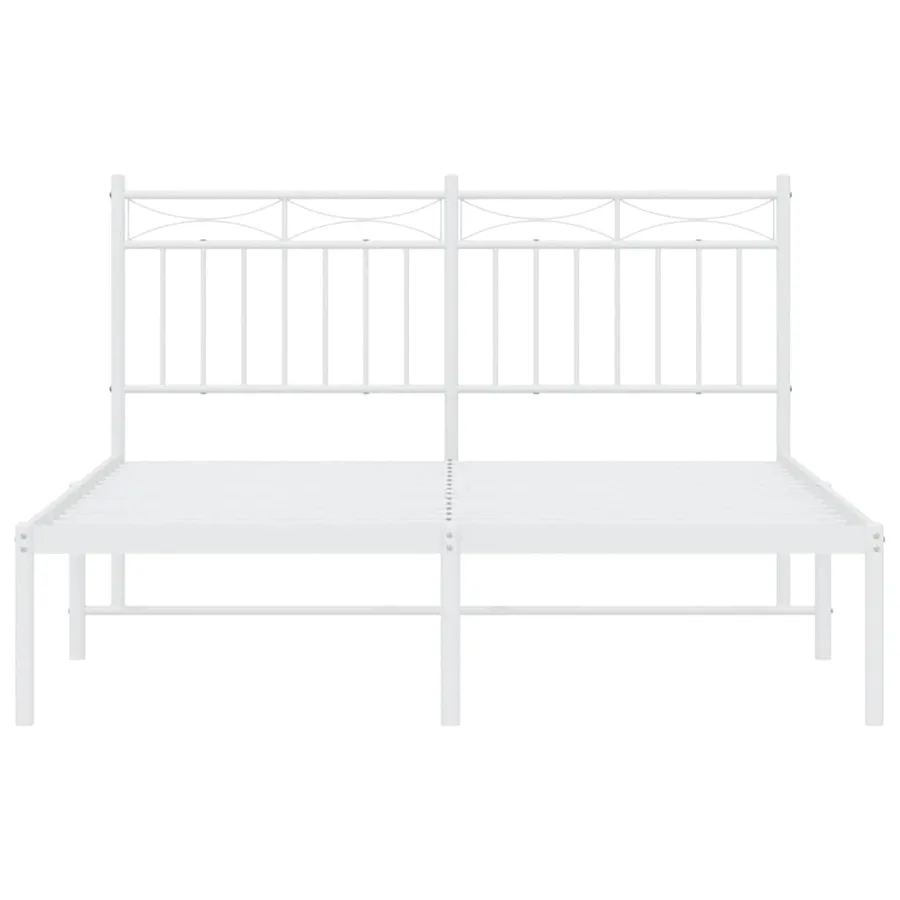 Cadre de lit métal sans matelas et tête de lit blanc 135x190 cm - 6
