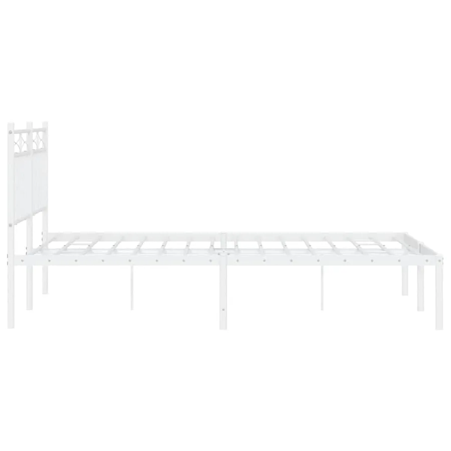 Cadre de lit métal sans matelas et tête de lit blanc 135x190 cm - 7