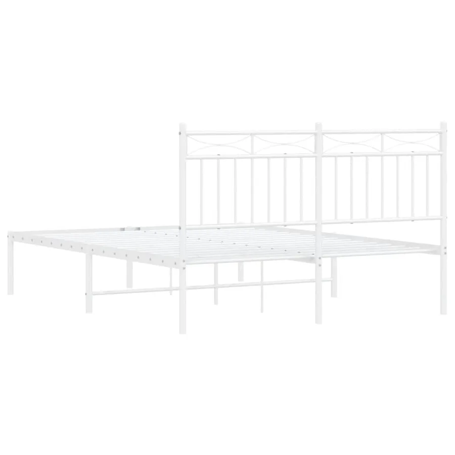 Cadre de lit métal sans matelas et tête de lit blanc 135x190 cm - 8