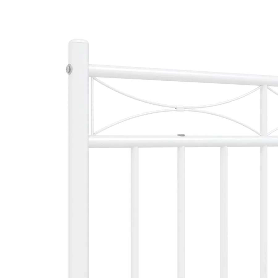 Cadre de lit métal sans matelas et tête de lit blanc 135x190 cm - 9