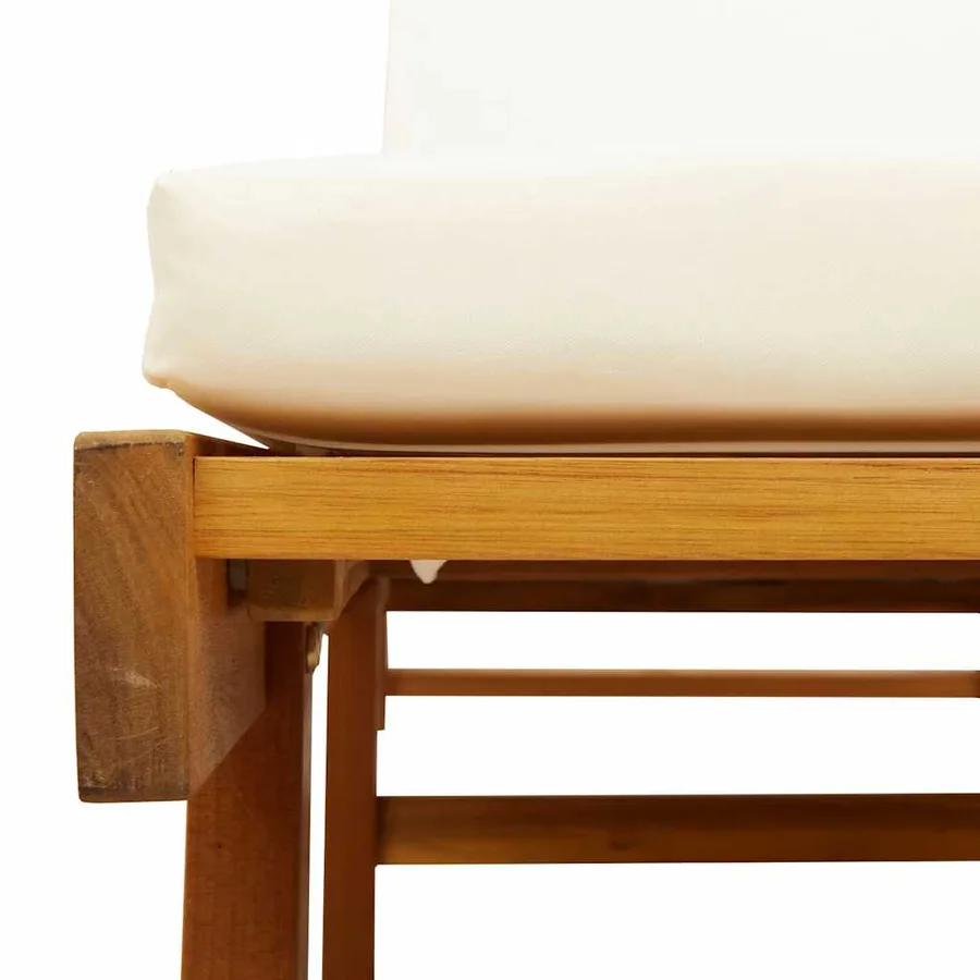 Chaise longue avec coussin et table bois d'acacia massif - 9