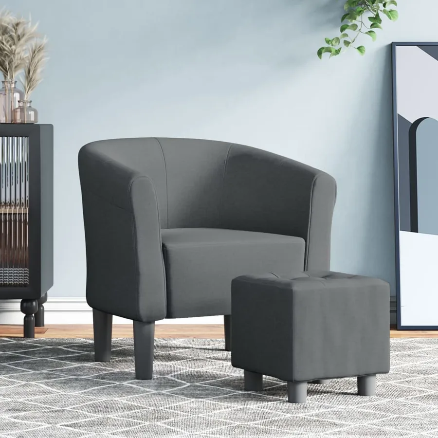 Chaise cabriolet avec repose-pied gris foncé tissu