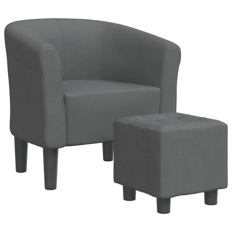 Chaise cabriolet avec repose-pied gris foncé tissu - 2