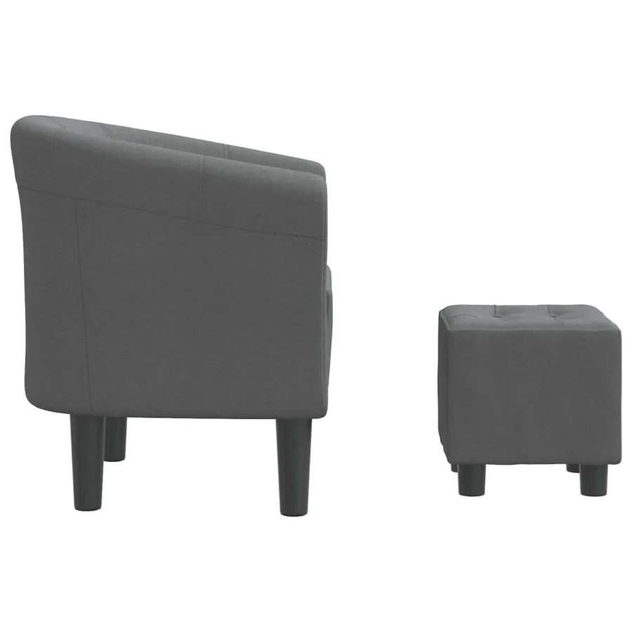 Chaise cabriolet avec repose-pied gris foncé tissu - 4