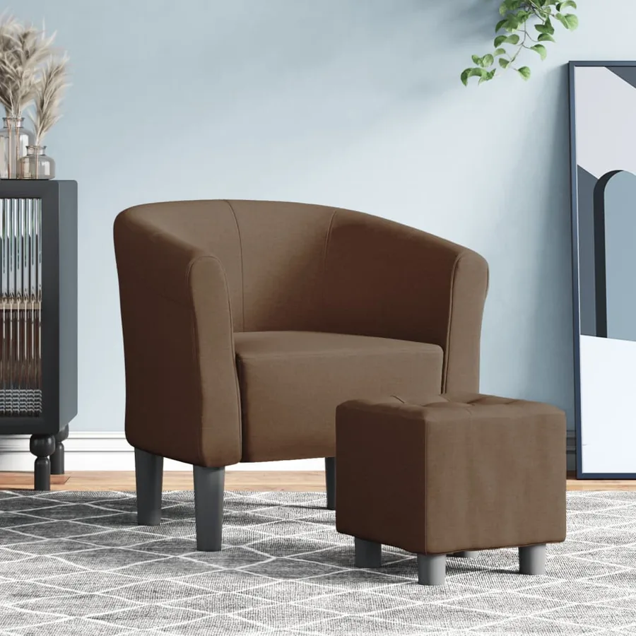 Chaise cabriolet avec repose-pied marron tissu