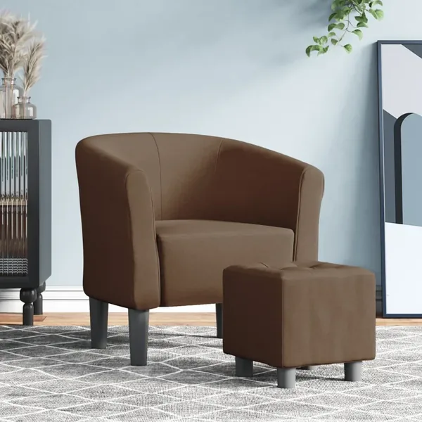 Chaise cabriolet avec repose-pied marron tissu