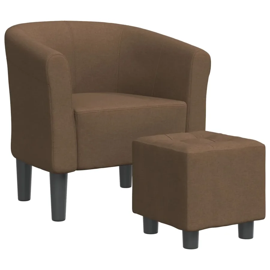 Chaise cabriolet avec repose-pied marron tissu - 2