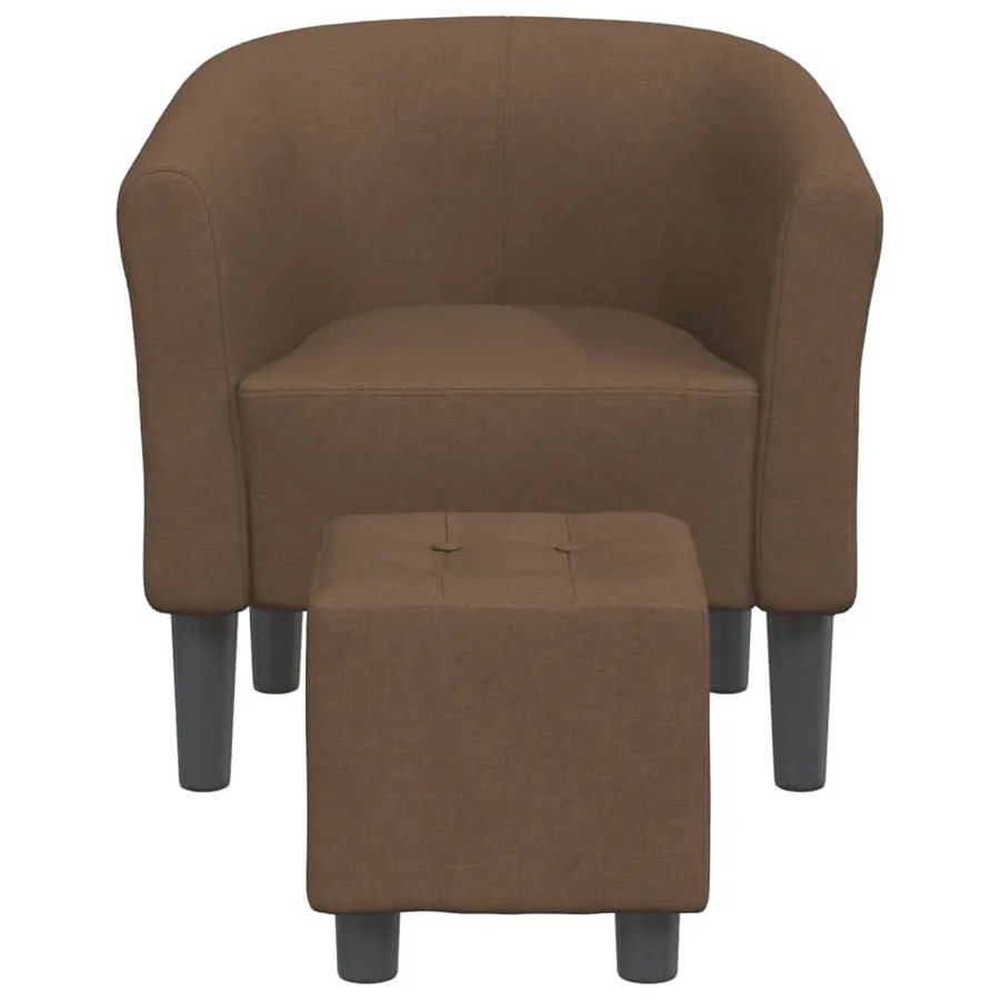 Chaise cabriolet avec repose-pied marron tissu - 3