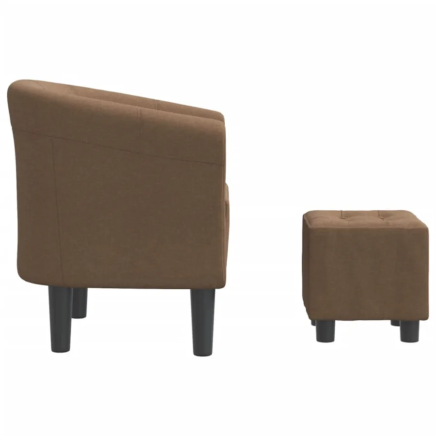 Chaise cabriolet avec repose-pied marron tissu - 4