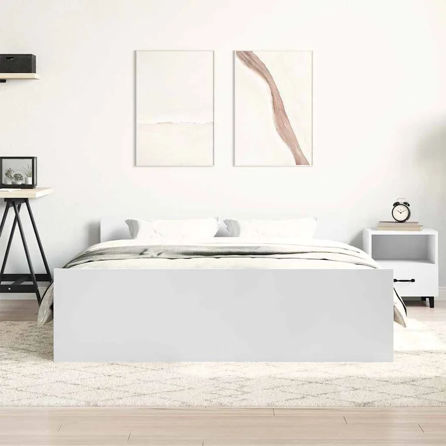 Cadre de lit sans matelas blanc 140x190 cm - 3
