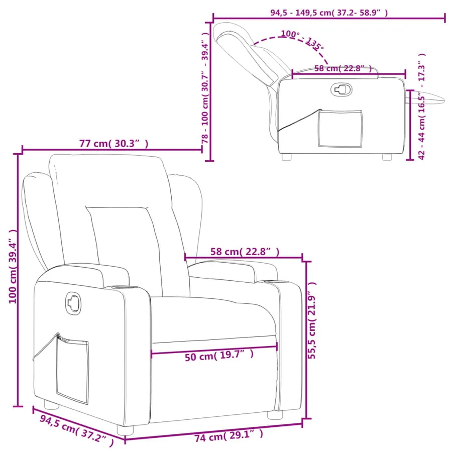 Fauteuil inclinable Noir Tissu - 11