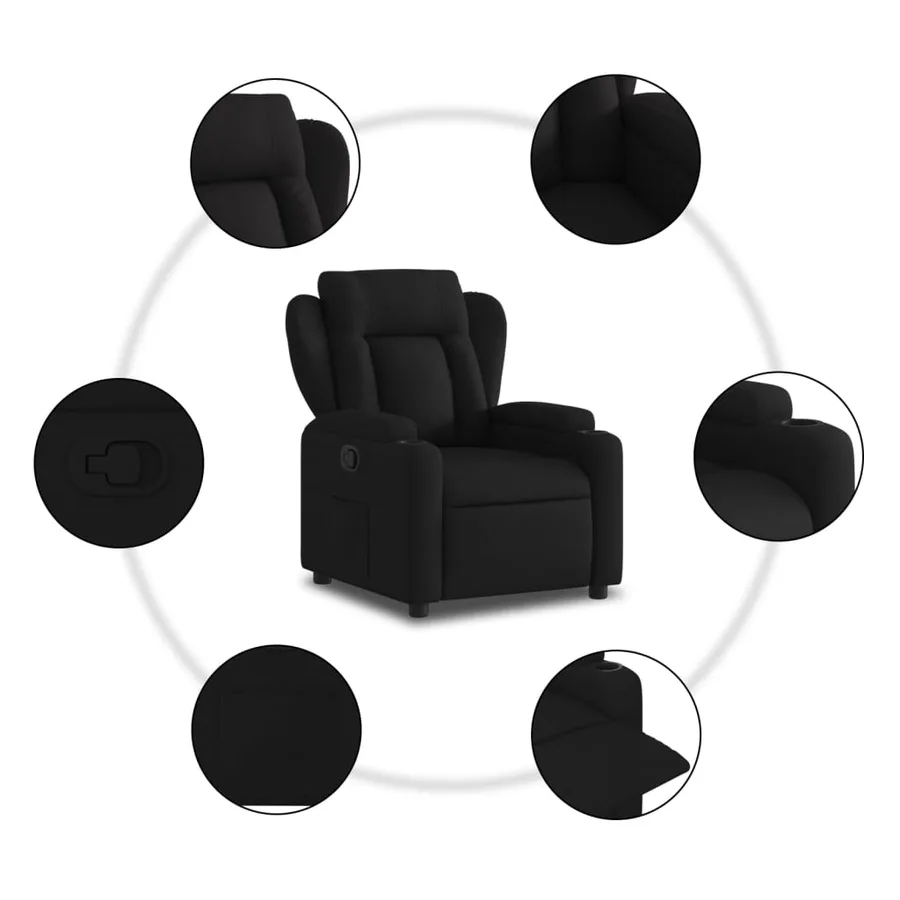 Fauteuil inclinable Noir Tissu - 5