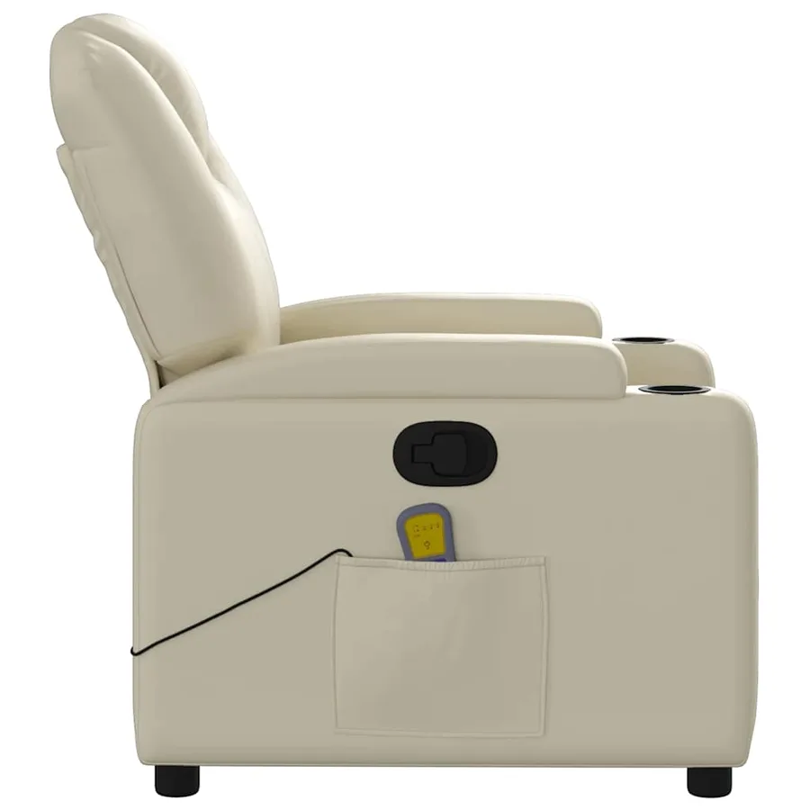 Fauteuil inclinable de massage Crème Similicuir - 6