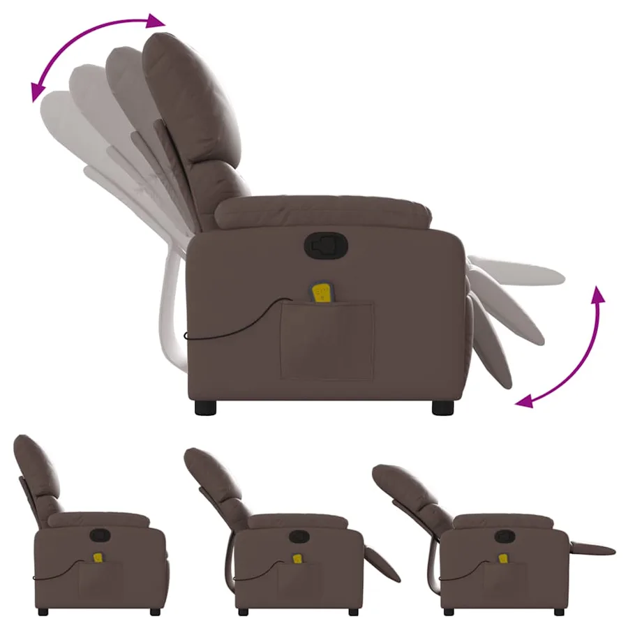 Fauteuil de massage inclinable Marron Similicuir - 7