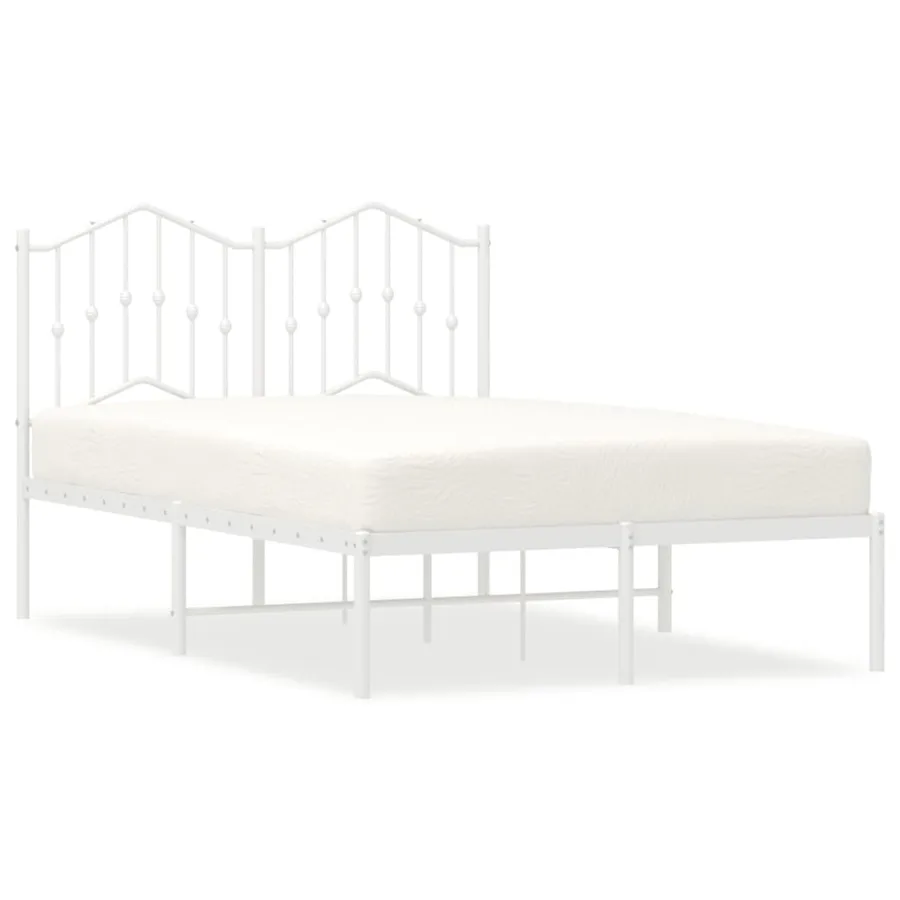 Cadre de lit métal sans matelas et tête de lit blanc 120x200 cm - 2
