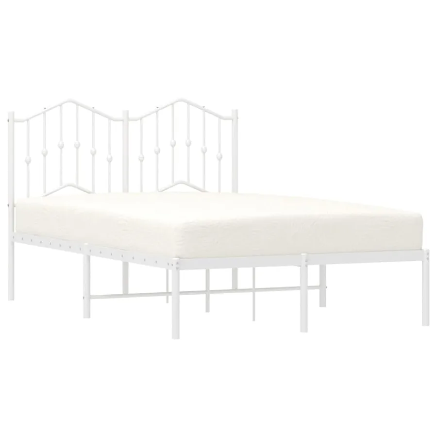 Cadre de lit métal sans matelas et tête de lit blanc 120x200 cm - 3