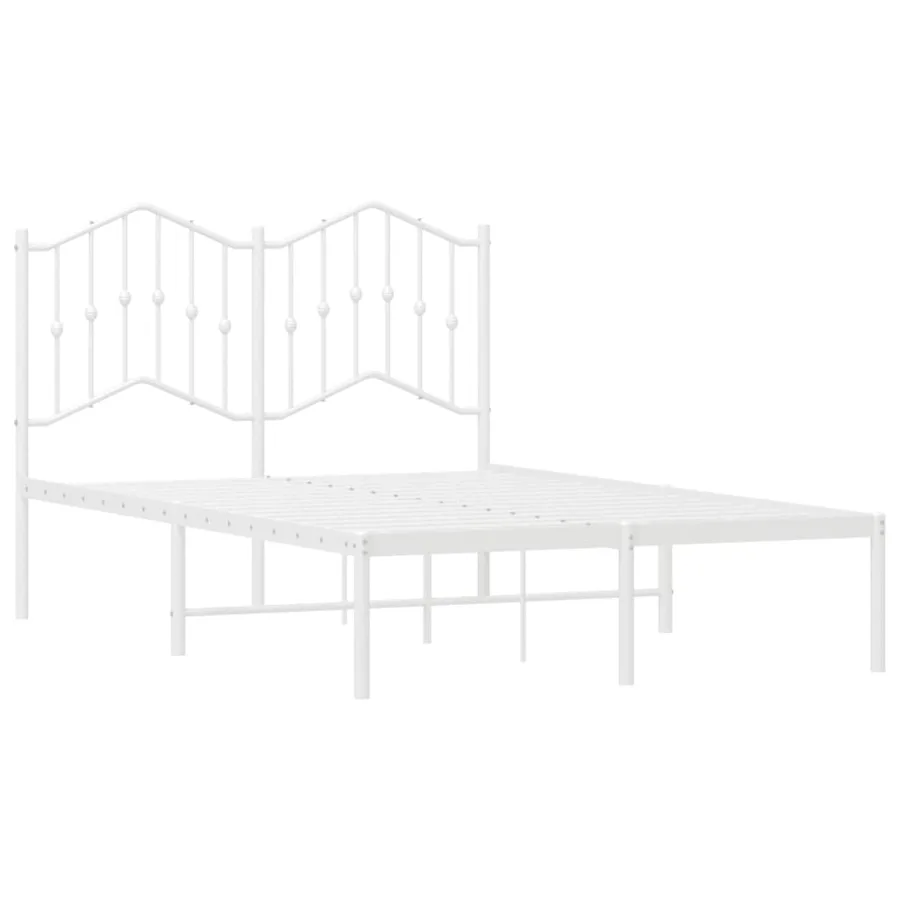 Cadre de lit métal sans matelas et tête de lit blanc 120x200 cm - 4