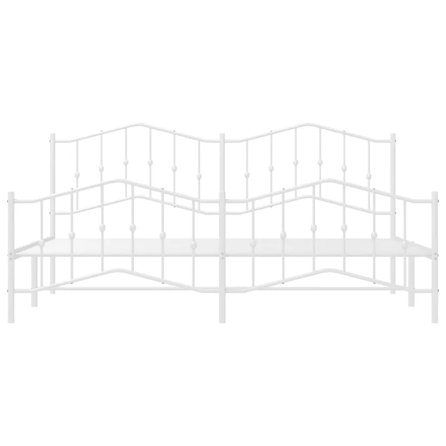 Cadre de lit métal sans matelas et pied de lit blanc 193x203 cm - 6