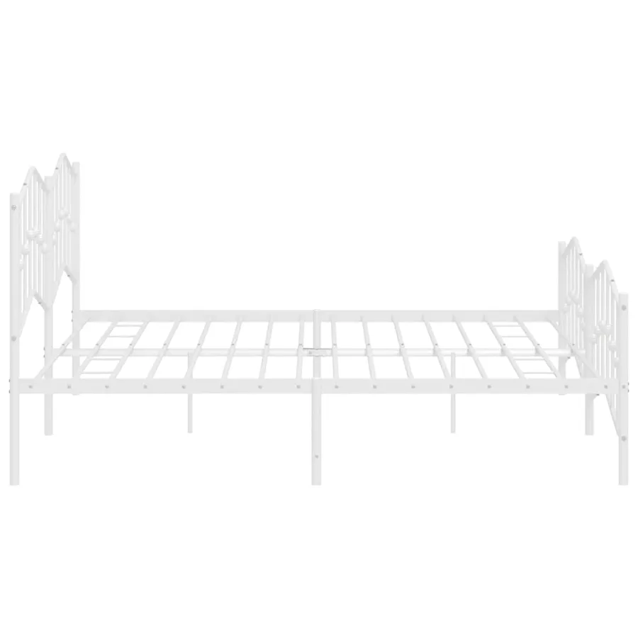Cadre de lit métal sans matelas et pied de lit blanc 193x203 cm - 7