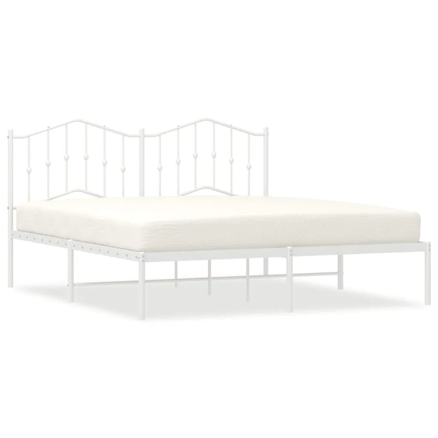 Cadre de lit métal sans matelas et tête de lit blanc 183x213 cm - 2