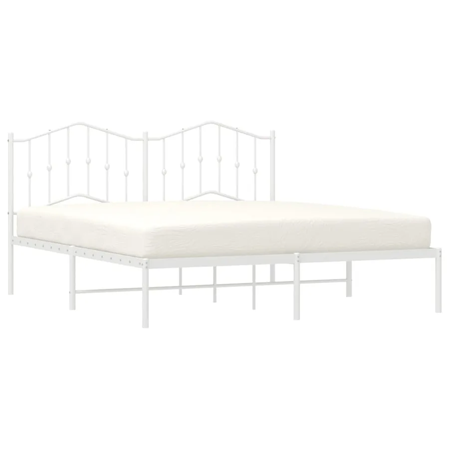 Cadre de lit métal sans matelas et tête de lit blanc 183x213 cm - 4