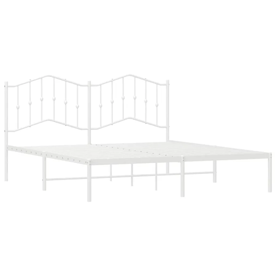 Cadre de lit métal sans matelas et tête de lit blanc 183x213 cm - 5