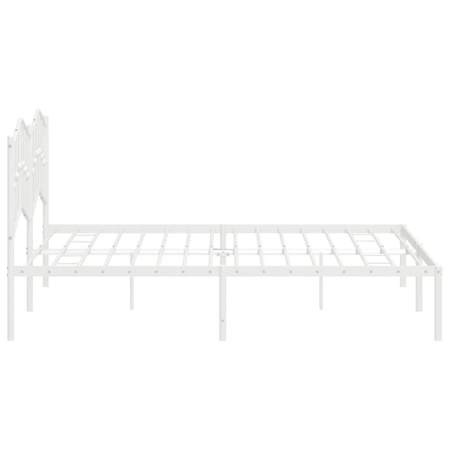 Cadre de lit métal sans matelas et tête de lit blanc 183x213 cm - 7
