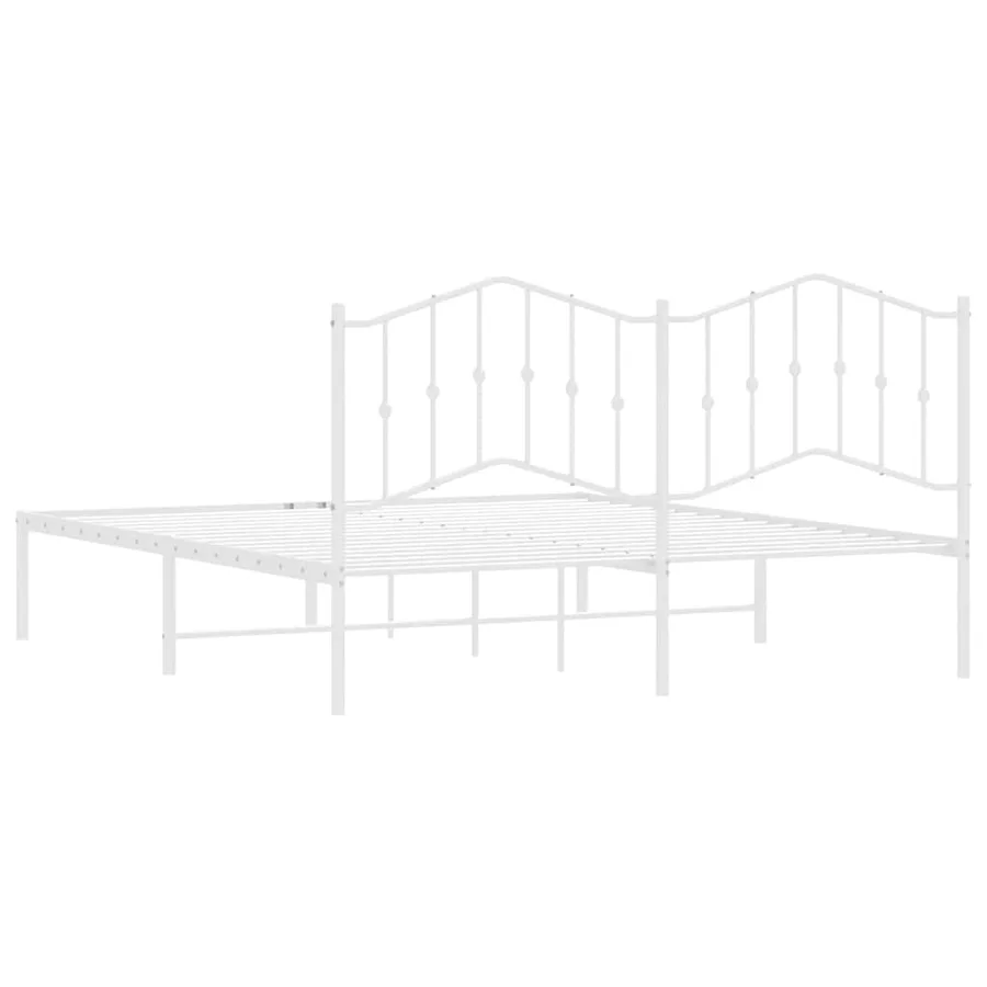 Cadre de lit métal sans matelas et tête de lit blanc 183x213 cm - 8