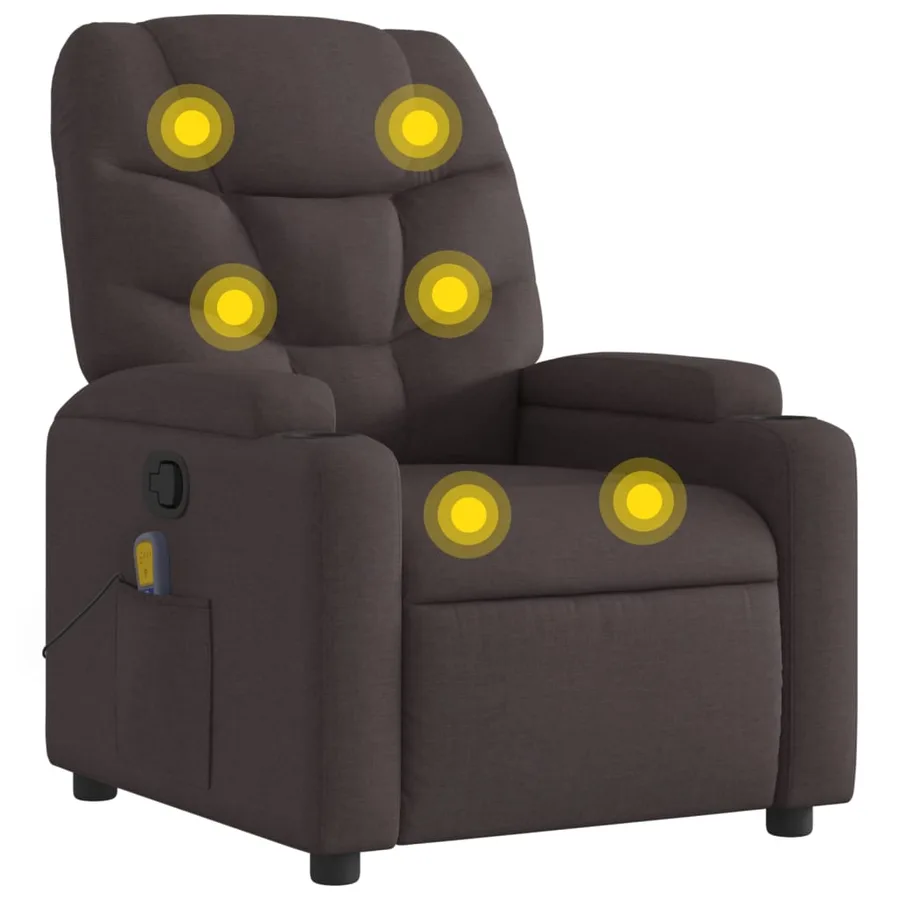 Fauteuil de massage inclinable Marron foncé Tissu - 2