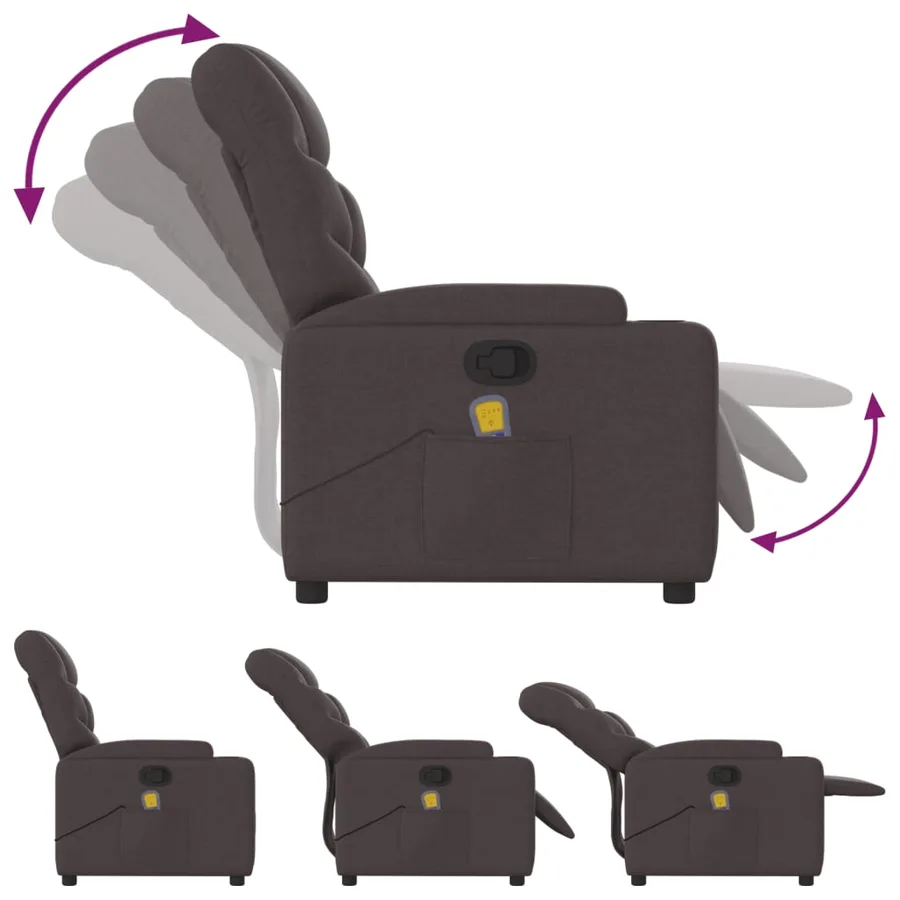 Fauteuil de massage inclinable Marron foncé Tissu - 7