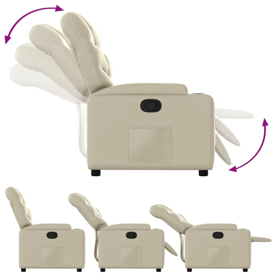 Fauteuil inclinable Crème Similicuir - 6