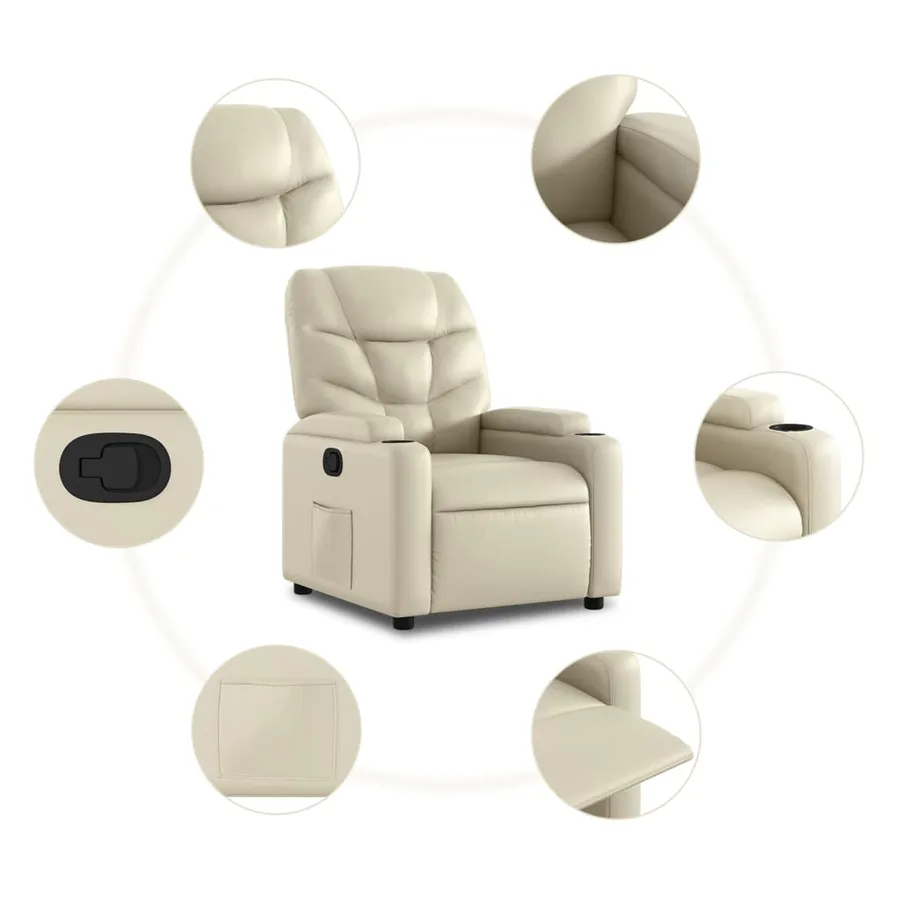 Fauteuil inclinable Crème Similicuir - 7