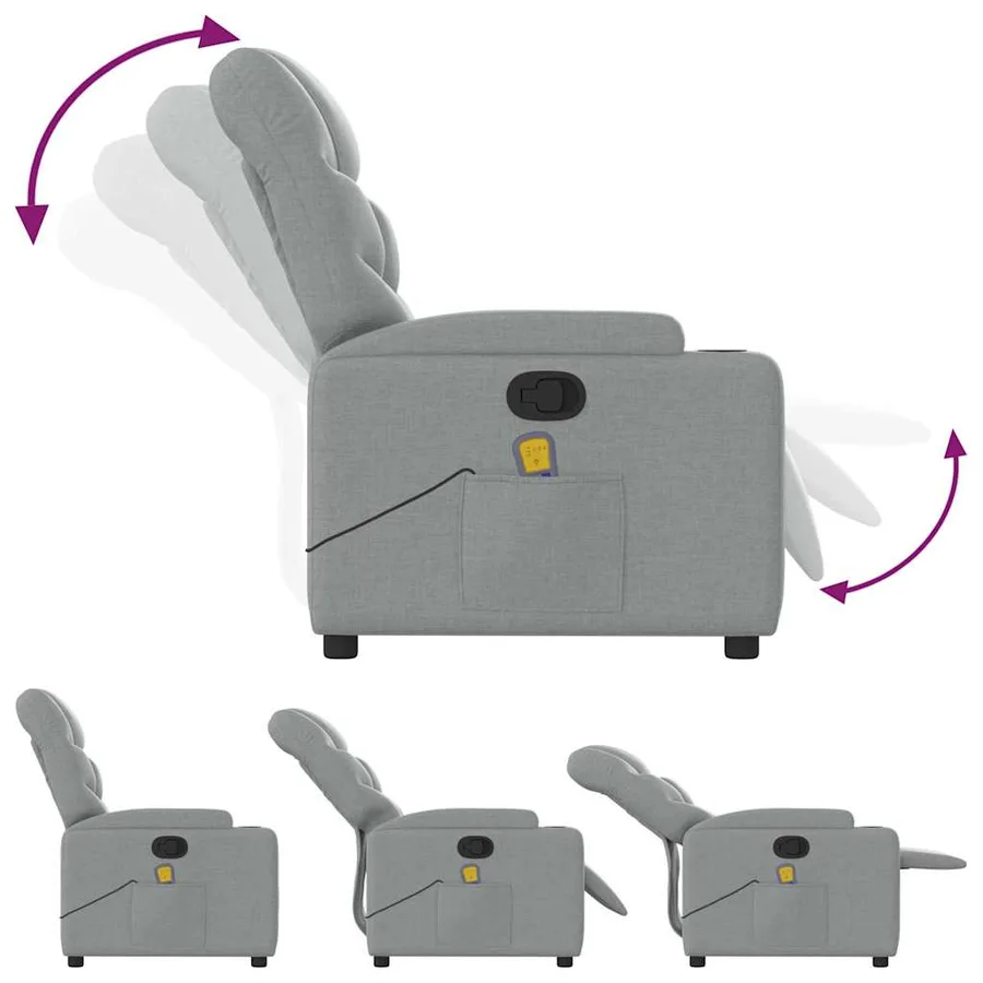 Fauteuil de massage inclinable Gris clair Tissu - 8