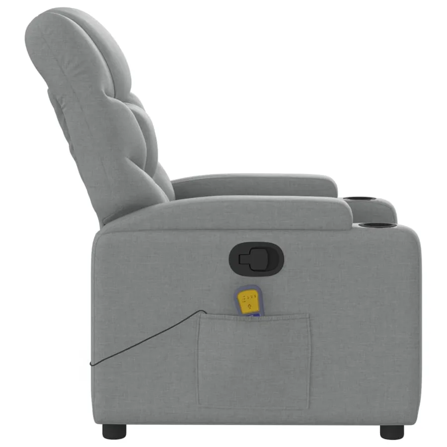 Fauteuil inclinable de massage gris clair tissu - 8